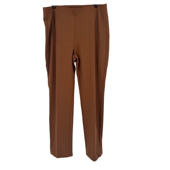 Chicos 2.5 Womens Regular Fit Brown ponte knit Pants Size 14 straight leg - Picture 1 of 4